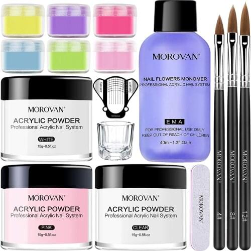 Acrylic Nail Kit Acrylic Powder with Professional Liquid Monomer For Nail Extension Acrylic Nail Brush Nail Art Starter Kit