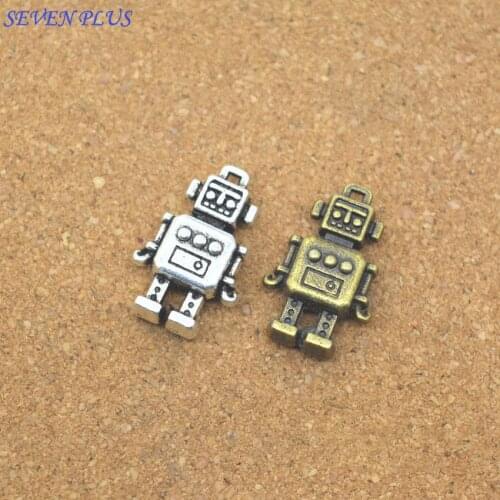 Newest Style 10 Pieces/Lot 18mm*11mm Antique Silver plated Or Antique Bronze 3D Robot Charms For Jewelry Making