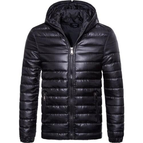 Autumn and winter new mens lightweight portable l hooded down jacket solid color zipper casual fashion mens down coat parka