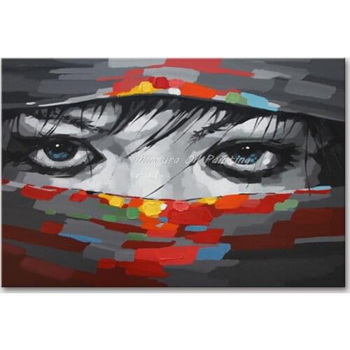 100% Handmade High Q. Japanese Ninja Charming Eye Palette Knife Oil Painting On Canvas Wall Art Picture For Hotel Home Decor