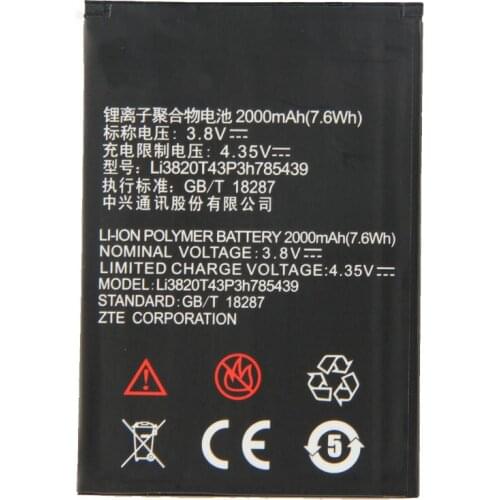 Original Blade L3 phone battery For ZTE Blade L3 Li3820T43P3h785439 2000mAh