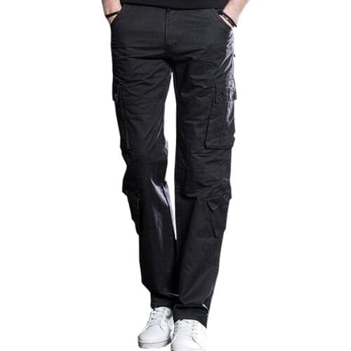 2020 Autumn Winter Mens Multi-pocket Thick Warm Pants Solid Color Loose Tactical Overalls Male Trousers Outdoor Casual Pants
