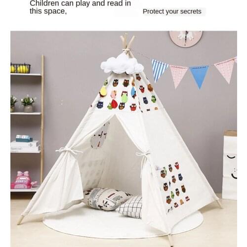 Kids Toy Tents Camping tent House for children Foldable Game Teepee Indian indoor Canvas Cotton Triangle Tipi childrens toys