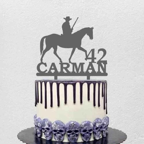 Personalized Riding Cake Topper Custom Name Age Man Riding Hunting Topper,Hunter Birthday Party Cake Decoration