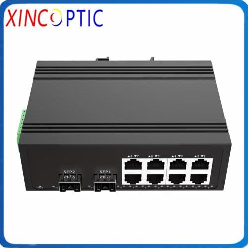 Industrial Grade 1000 Network 8Ports PoE Switch,Gigabit 2Fiber+8 10/100/1000 RJ45 Unmanaged Industrial Fiber POE Switch