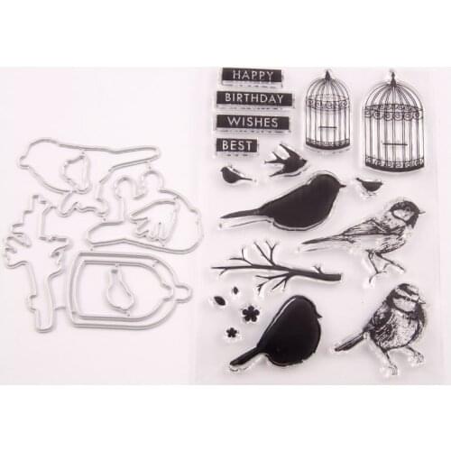 Bird and Birdcage 2021 New Seal Stamp with Cutting Dies Stencil DIY Scrapbooking Embossing Photo