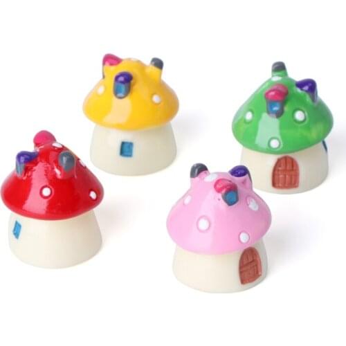 Garden Ornament Mushroom House Resin Figurine Craft Plant Pot Fairy Decoration