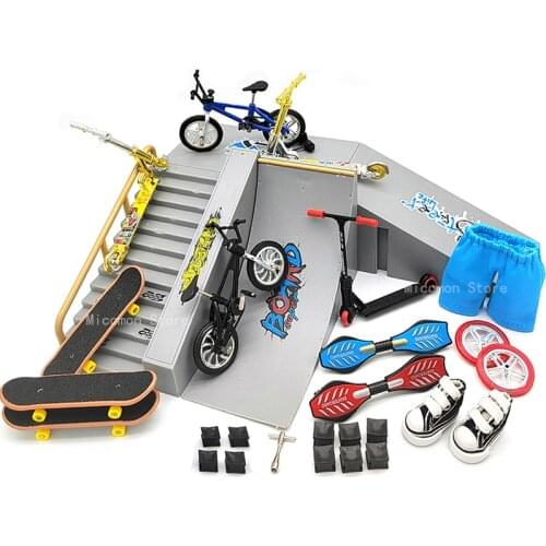 Finger Scooter Skateboard Fingerboard Ramp Bikes Fingertip BMX Bicycle Mini Two Wheel Skateboarding Novelty Toys Scooters child