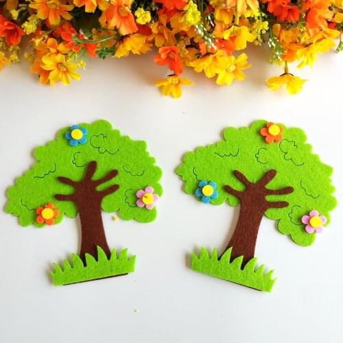 T-N Green Tree Non Woven Felt Leaves Patch Kindergarten School Wall Stickers Kids Classroom Book Handwork Diy Crafts Accessories