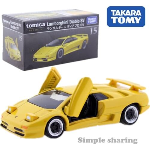 Takara Tomy Tomica Premium No.15 Lamborghini Diablo SV Yellow 1/62 Metal Cast Car Model Vehicle Toys For Children Collectable