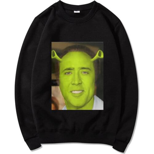 Nicolas Cage Shrek Sweatshirt Men/Women Funny Meme Picolas Awesome Cotton Hoodie O Neck Fashion Casual Harajuku Clothing