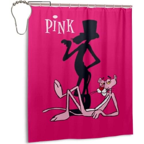 New Waterproof Cartoon Animal Shower Curtain Polyester Cute Pink Panther Showering Bath Decoration Curtains In The Bathroom