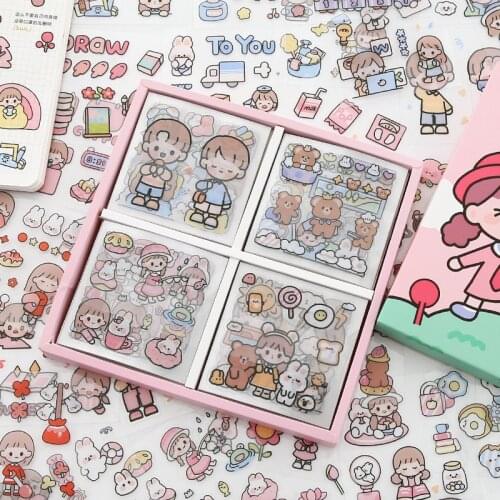 Waterproof PET 20pcs/box Kawaii Milk Rabbit Scrapbooking Sticker Decorative Stickers Gift Set School Office Stationery