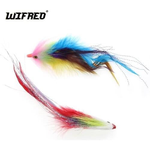 WIFREO 1PC Fly Fishing Flies Streamer Feather Hook Trout Salmon Steel head Pike Streamer Fly Saltwater Fishing Lure