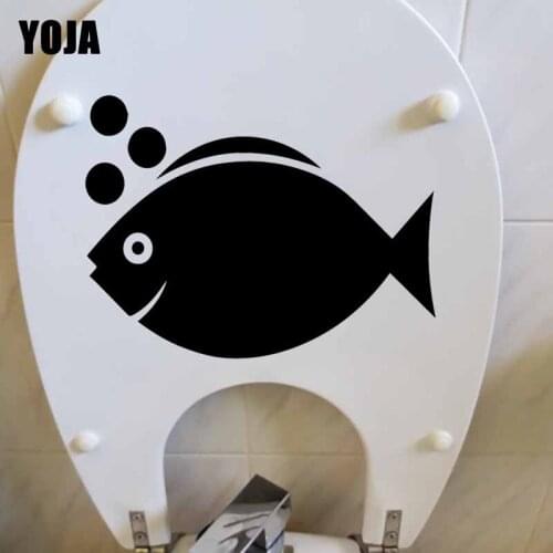 YOJA 24.7X18.7CM Cute Cartoom Fish Toilet Seat Decal Bedroom Home Decoration Wall Sticker T5-0416