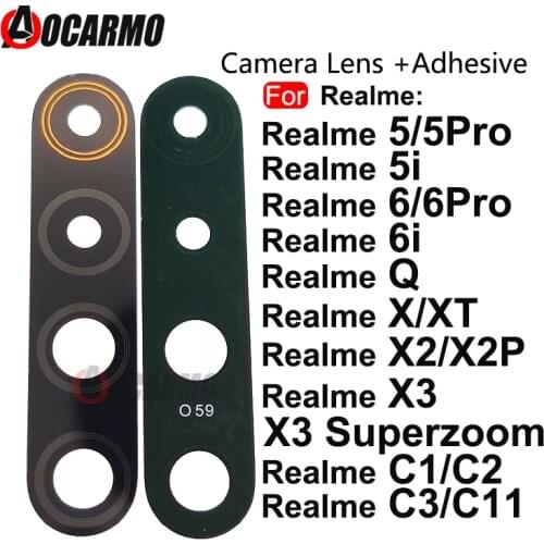 Rear Back Camera Lens With Sticker Adhesive For OPPO Realme 5 6 X2 Pro 5i 6i 5P X3 Superzoon XT Q C1 C2 C3 C11 Replacement Parts