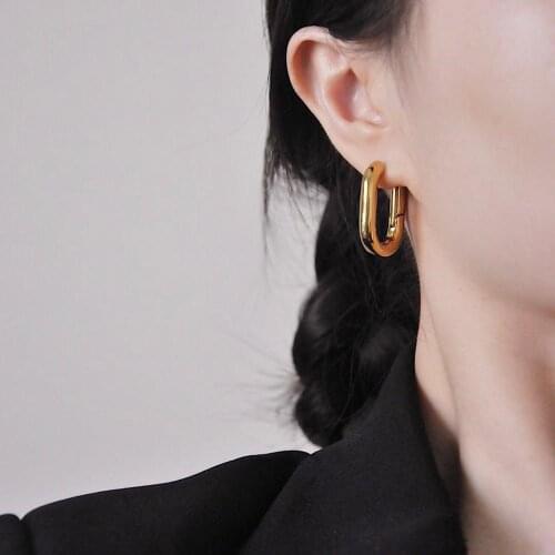 Brass Geo Irregular Stud Earring Statement Women Jewelry Punk Party Gown Brincos T Show Runway Rare Korean Japan Style INS