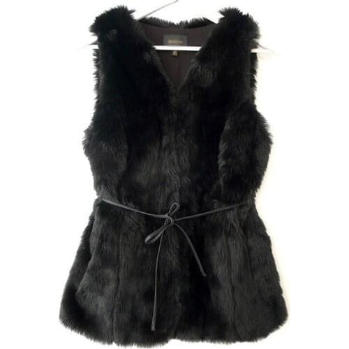 Plus size 6XL 2020 winter Women Faux Fur Vest Slim Long Faux fur Coat Women Gilet Fourrure Fur Vest Coat