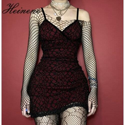 Heinene Gothic Summer Party Dress Sexy Bodycon Skinny Mini Dress Off Shoulder Harajuku Streetwear Backless Party Club Patchwork