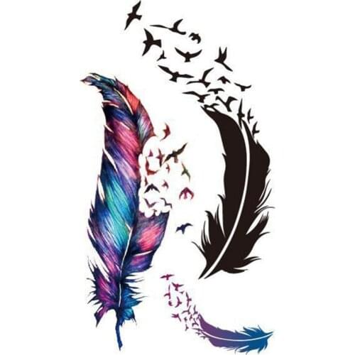 1pc Chic Waterproof Tattoo Small Fresh Wild Goose Feather Pattern Tattoo Sticker