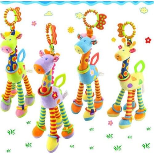 10Pcs/lot Baby Teether Gum Giraffe Dolls Baby Toys Newborns Creative Soothing Plush Hand Bell