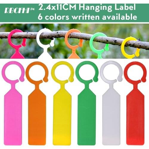 30PCS Plastic Garden Hanging Plant Tags 11x2.4cm Ring Label Marker Colorful Bonsai Tree Collar Sign Written Available Waterproof