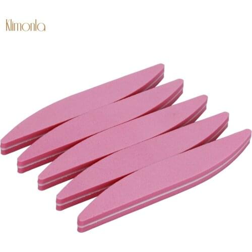 5pcs Professional Nail Art Sanding Files Pink Willow Leaf Shape Sponge Nail Files Double Side Buffer Block for Manicure UV Gel