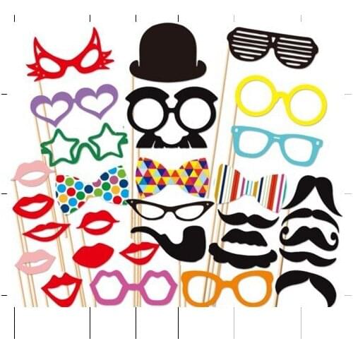 Free shipping 10bags=31pcs/bag wedding party phto booth props favors supplies of new paper lady glasses red lips mustache props