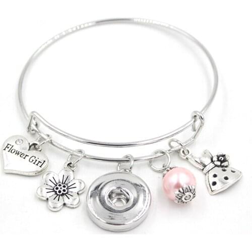 New Arrival 18mm Snap Jewelry liobonar snap buttons charms bracelet Flower Girl Bracelet bangle for young girls gift pulsera