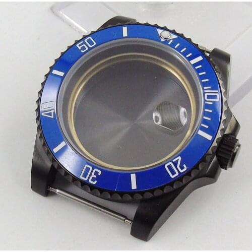 40mm PVD Coated Watch Case Sapphire Glass Black Ceramic Bezel Fit NH35A MIYOTA 8215 MOVEMENT