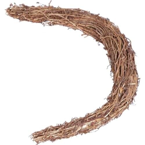 Easter Wooden Moon Shape Garland DIY Handmade Decorative Naked Ring Wreath Decor