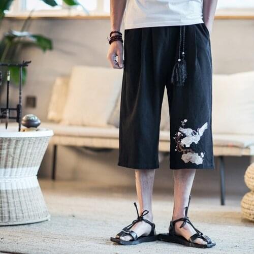 MenS Joggers Leggings Pants Man Cotton Embroidery Pants Summer Casual Streetwear Loose Trouser Japanese Trendy Sweatpants 30454