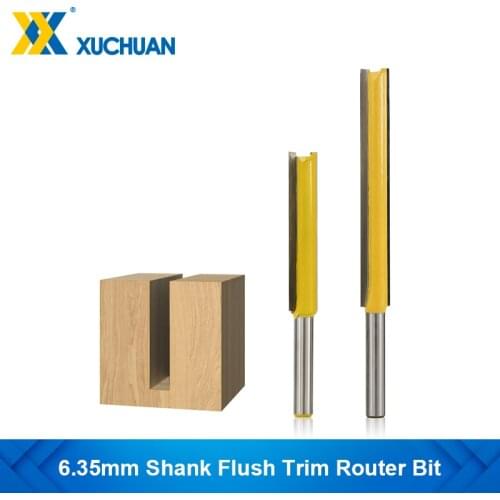 Flush Trim Router Bit 6.35mm Shank Straight End Mill Long 50-76mm Tenon Cutter For Wood Slotting Wood Router Bit