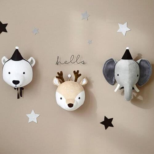 INS 3D Animal Heads Elephant Deer Unicorn Head Wall Hanging Decor For Children Room Nursery Room Decoration Kids Room Decoration