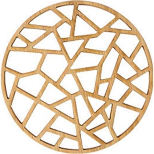 Quality Table Placemat Rustic Bamboo Hollow Round Out Plate Pad Hot Insulation Tea Cup Pot Mat Vintage Artistic Kitchen Access
