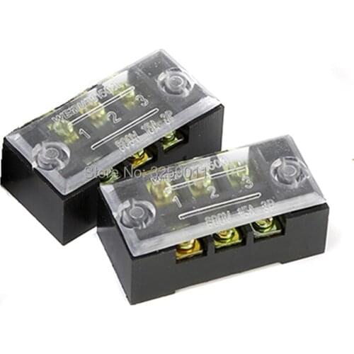 100PCS TB-1503 3 Positions Dual Rows 600V 15 A 25 A 45 A Wire Barrier Block Terminal Strip black Iron