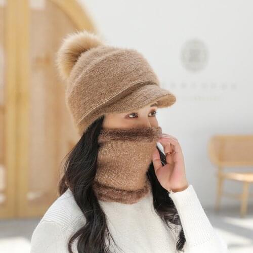2020 New Fashion Warm Winter Hat Scarf Set Women Lady Winter Warm Hat Scarves Sets Windstop Loop Scarf For Women