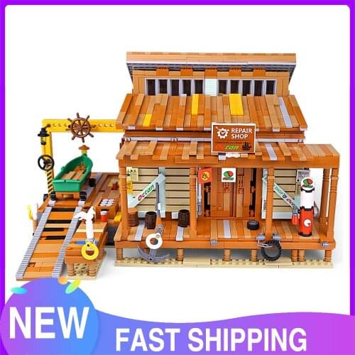 Creator City Street View The Shipyard Repair Shop Compatible 30106 Store Building Blocks Bricks Toys Kids Christmas Gift