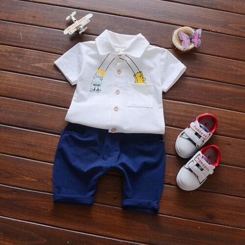 Korean Baby Boys Two-piece Short Top + Pants Clothing Sets 2020 Summer New Toddler Boy Kids Short Sleeves Suit Children Clothes