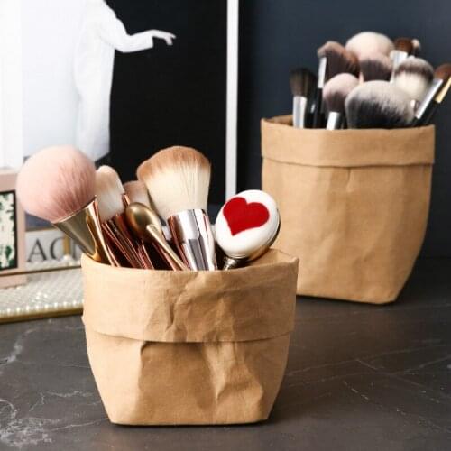 Makeup brush cosmetic storage Kraft paper small debris storage Room storage bathroom storage box