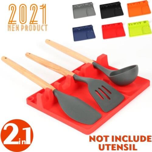Kitchen Cooking Tools Kitchen Non-slip Silicone Spoon Rest Utensil Spatula Holder Heat Resistant Storage Chopsticks Shelves
