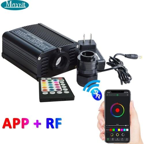 Maykit 16W RGBW LED fiber optic light engine RF remote controller APP bluetooth touch wall remote 20mm dia connector transformer