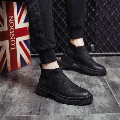 New arrival mens leisure chelsea boots breathable genuine leather shoes black platform cowboy boot handsome ankle botas hombre
