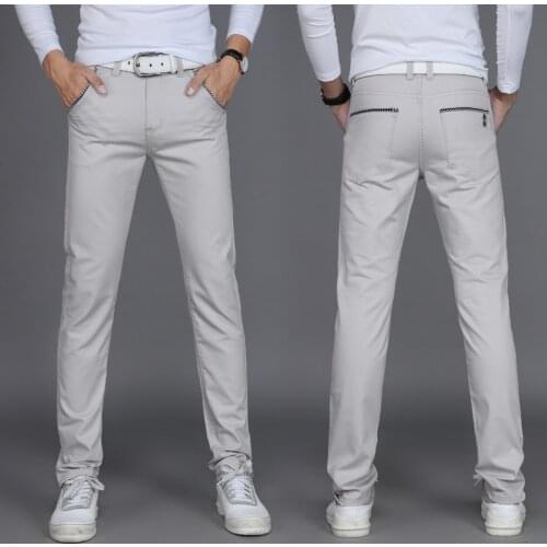 2021 New 6 Color Casual Pants Men Spring Business Fashion Casual Elastic Straigh Trousers Male Brand Gray wine Khaki blue