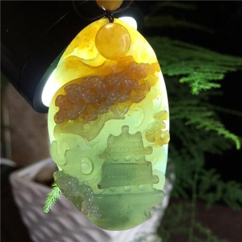 Natural 7A xiu yu jade Hand-Carved jade landscape green jade pendant jade necklace men pendants jewelry jade necklaces