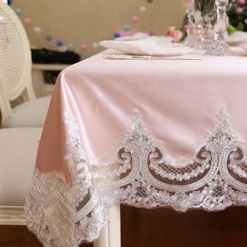 NEW LOVELY Princess style Home cloth European white/pink Lace embroidery tablerunner tablecloth