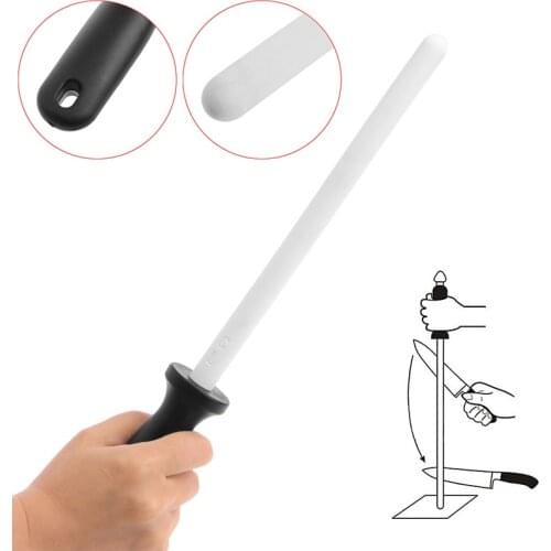2021 New 8" Ceramic Sharpening Rod Stick Sharpener with ABS Handle for Knife Blade Edge