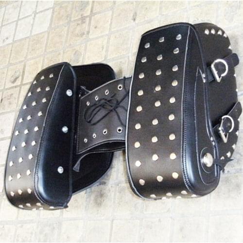 One pair Motorcycle big saddle bag leather saddlebags goods saddle bags trunk