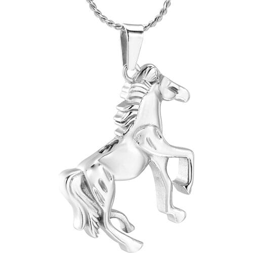 Stainless Steel Cremation Urn Necklace Horse Pet Humen Ashes Holder Memorial Keepskae Pendant Jewelry Funeral Gift Urn Locket
