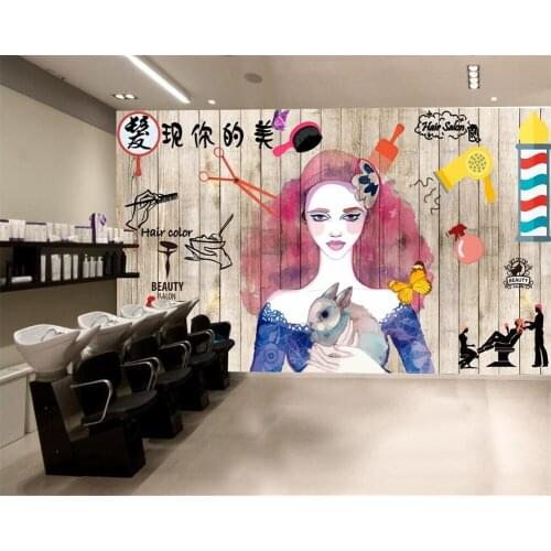 Beibehang Custom Wallpaper Nordic Wind Hair Salon Hairdressing Salon Beauty Salon Nail Shop Background Wall mural 3d wallpaper